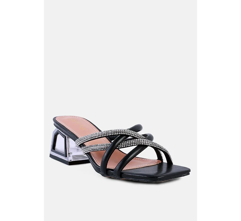 Parisian Cut Rhinestone Embellished Strap Sandals