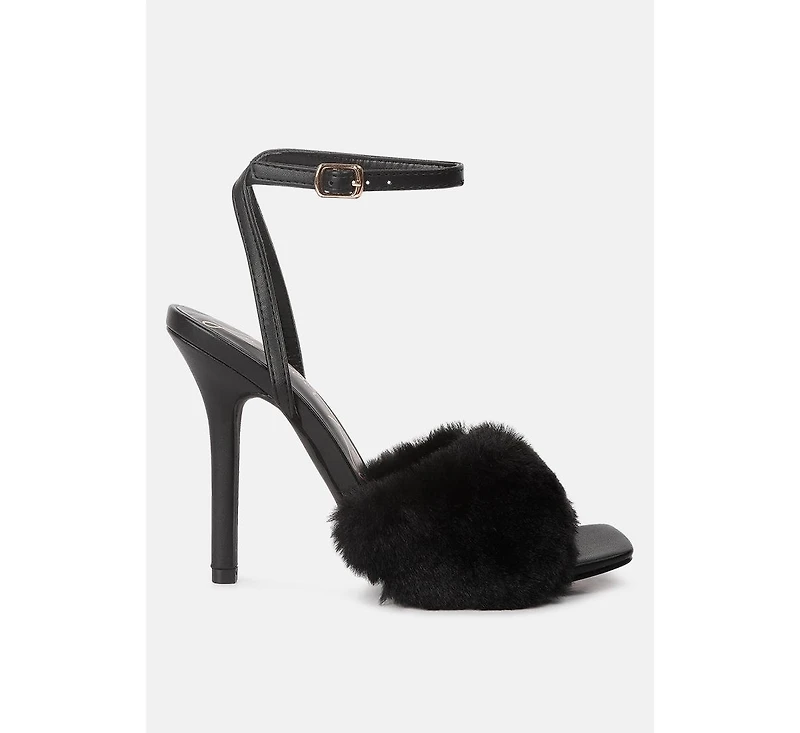 tarantino faux fur stiletto sandals