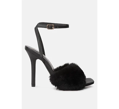 tarantino faux fur stiletto sandals