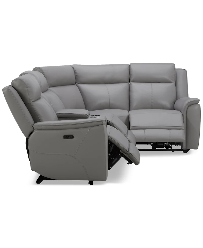 Addyson 117" 5-Pc. Leather Sectional with 3 Zero Gravity Recliners Power Headrests, Created for Macy's