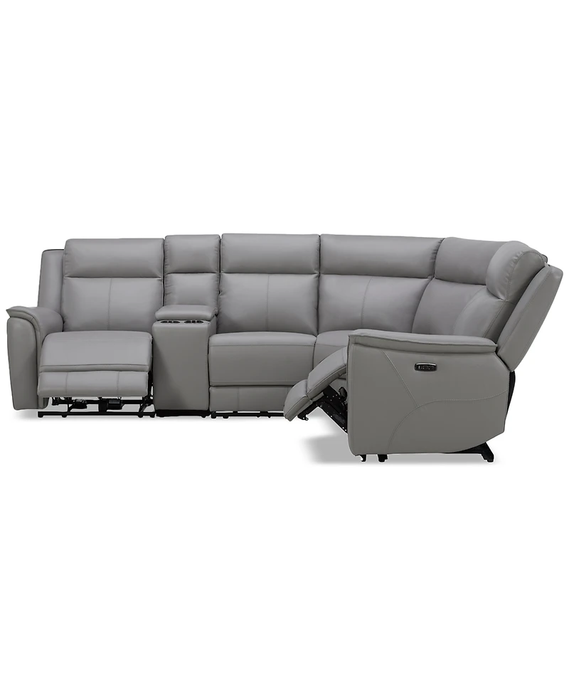 Addyson 117" 5-Pc. Leather Sectional with 2 Zero Gravity Recliners Power Headrests, Created for Macy's