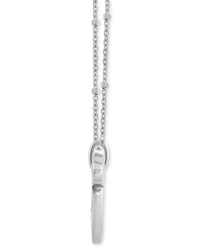 Disney Wonder Fine Jewelry Diamond Cluster Mickey Mouse Heart 18" Pendant Necklace (1/6 ct. t.w.) in Sterling Silver