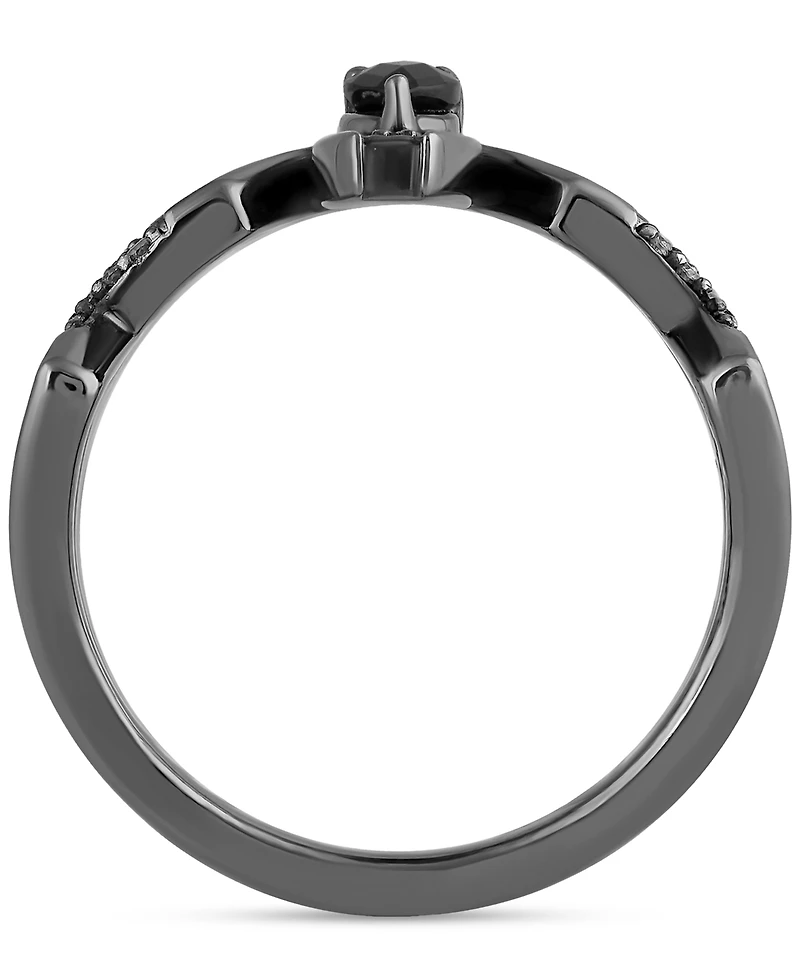 Marvel Wonder Fine Jewelry Onyx & Diamond (1/10 ct. t.w.) Venom Spiderman Ring in Black Rhodium-Plated Sterling Silver