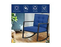 Slickblue Patio Rattan Rocker Outdoor Glider Rocking Chair Cushion Lawn
