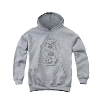 Looney Tunes Youth Faded Taz Pull Over Hoodie / Hooded Sweatshirt