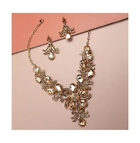 Sohi Women's Gold Teardrop Cluster Necklace And Earrings (Set Of 2)