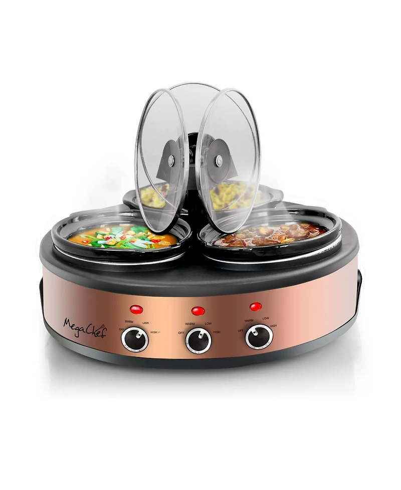 MegaChef Triple 1.5 Quart Slow Cooker and Buffet Server