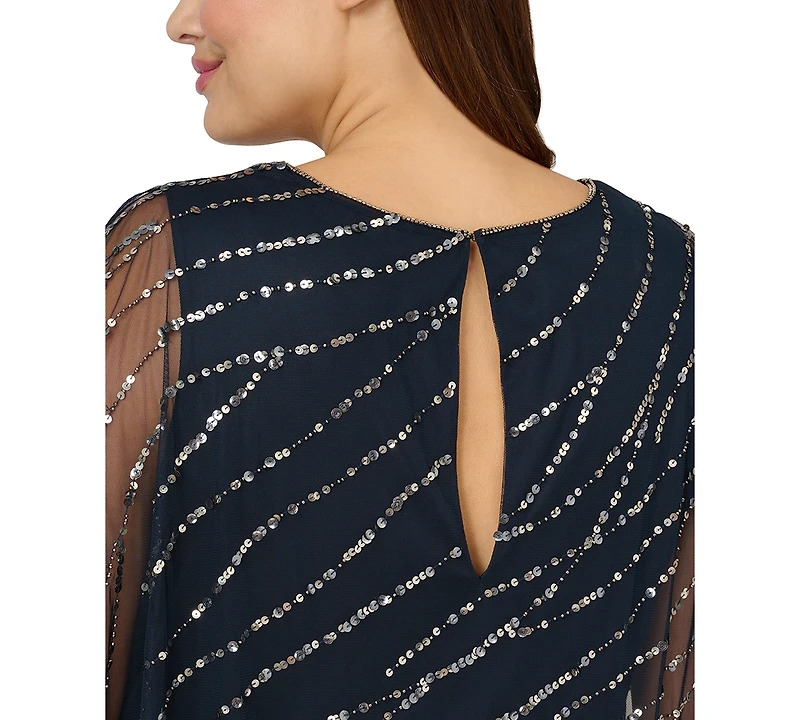 Adrianna Papell Plus Size Beaded Popover Gown