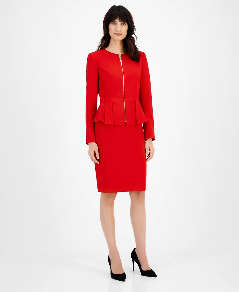 Tahari Asl Zipper Jacket Skirt Suit Set