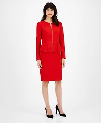 Tahari Asl Zipper Jacket Skirt Suit Set