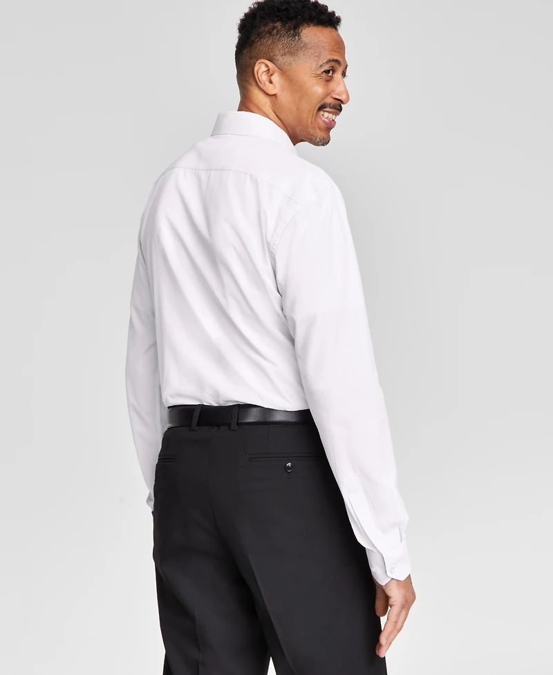 Tayion Collection Men's Slim-Fit Blue Trim Solid Dress Shirt