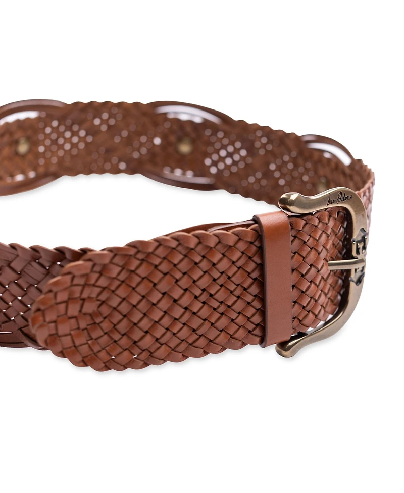 Sam Edelman Women's Western Leather Braided Concho Belt