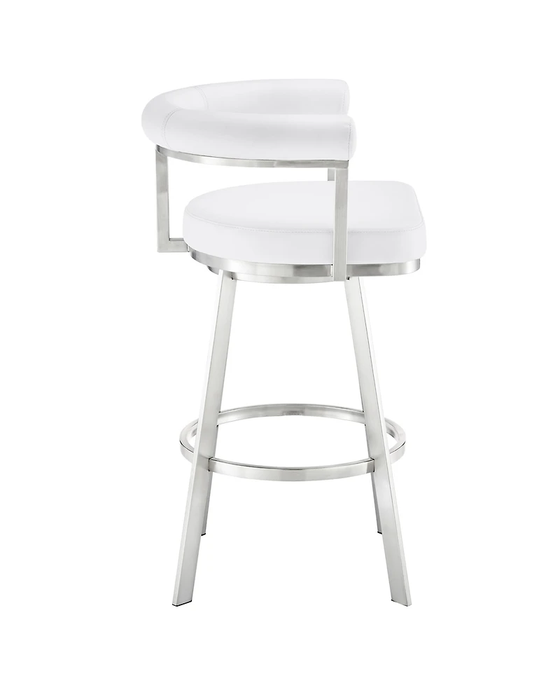 Armen Living Magnolia 30" Swivel Bar Stool in Brushed Stainless Steel with Faux Leather