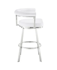 Armen Living Magnolia 30" Swivel Bar Stool in Brushed Stainless Steel with Faux Leather