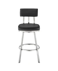 Armen Living Benjamin 30" Swivel Bar Stool Brushed Stainless Steel with Faux Leather