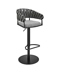 Armen Living 32"-42" Blaise Adjustable Swivel Counter or Bar Stool in Metal with Fabric and Faux Leather