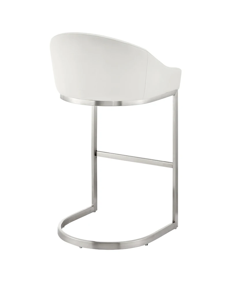 Armen Living Katherine 30" Bar Stool in Brushed Stainless Steel with Faux Leather