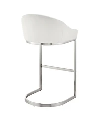 Armen Living Katherine 30" Bar Stool in Brushed Stainless Steel with Faux Leather