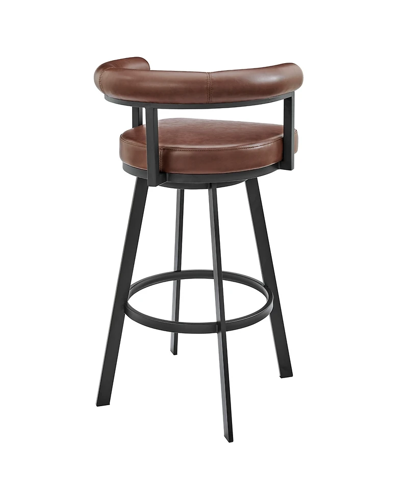 Armen Living Magnolia 26" Swivel Counter Stool in Metal with Faux Leather