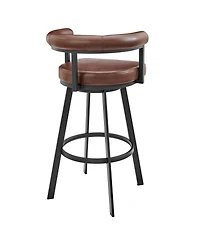 Armen Living Magnolia 26" Swivel Counter Stool in Metal with Faux Leather