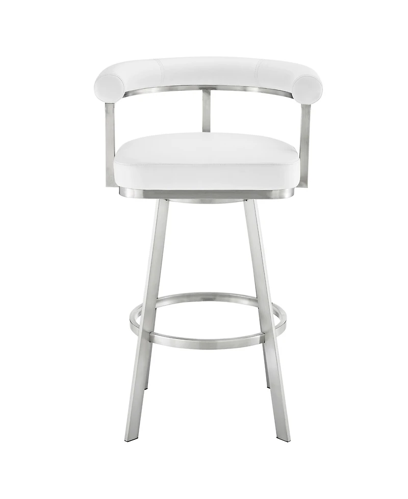 Armen Living Magnolia 26" Swivel Counter Stool in Brushed Stainless Steel with Faux Leather