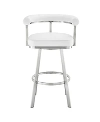 Armen Living Magnolia 26" Swivel Counter Stool in Brushed Stainless Steel with Faux Leather