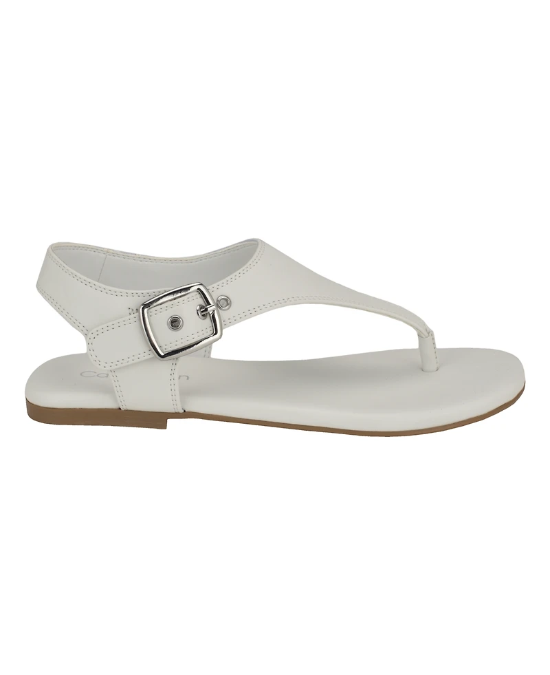 Calvin Klein Women's Moraca Buckle T-Strap Flat Sandals