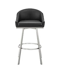 Armen Living Eleanor 30" Swivel Bar Stool in Brushed Stainless Steel with Faux Leather