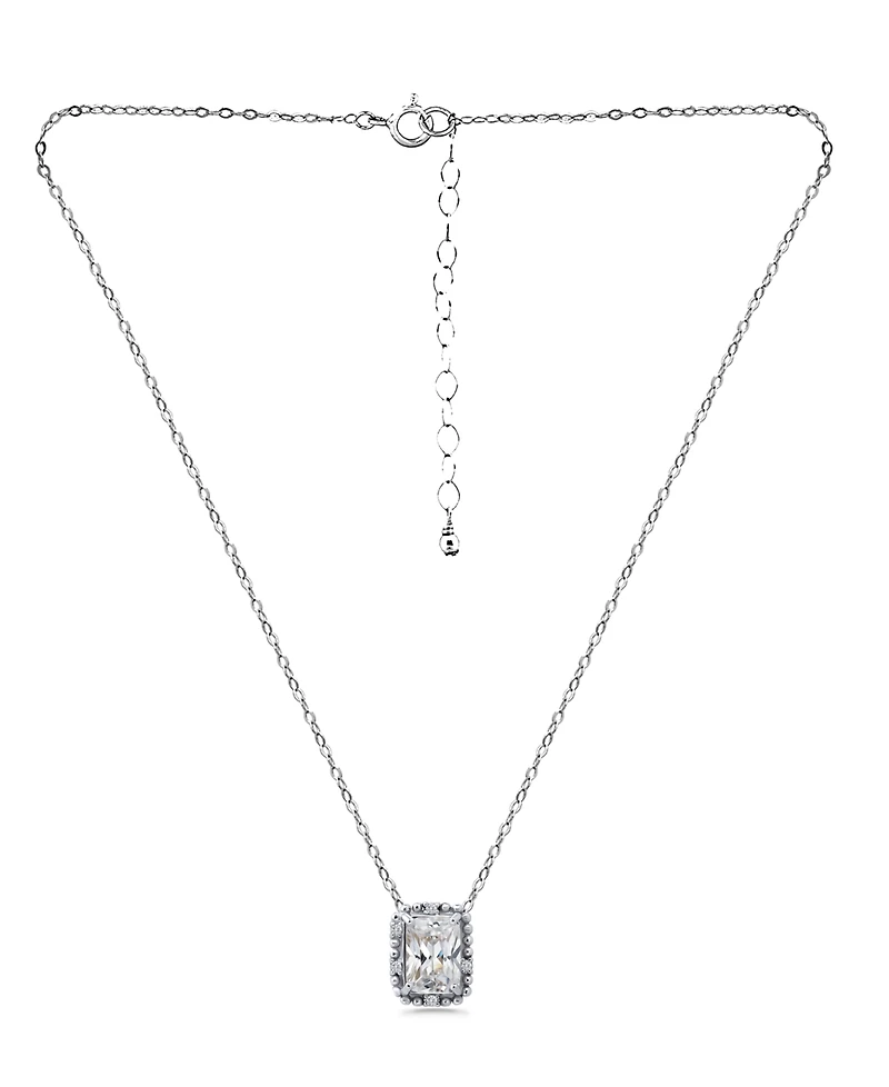 Giani Bernini Cubic Zirconia Bead Frame Pendant Necklace in Sterling Silver, 16" + 2" extender, Created for Macy's