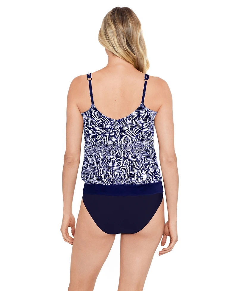 ShapeSolver by Mimi Flamingo Women's V-Neck Blouson Ring Tankini Swimsuit Top