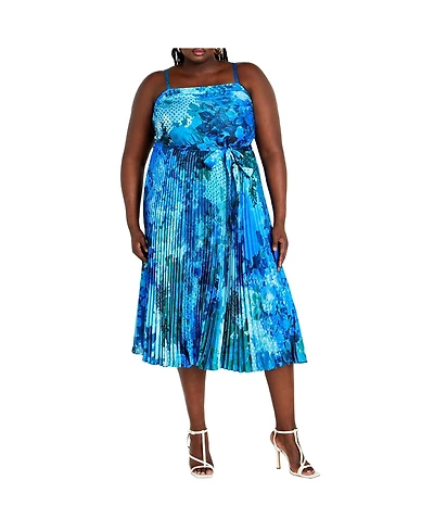 City Chic Women's Jayda Pleat Print Midi Dress