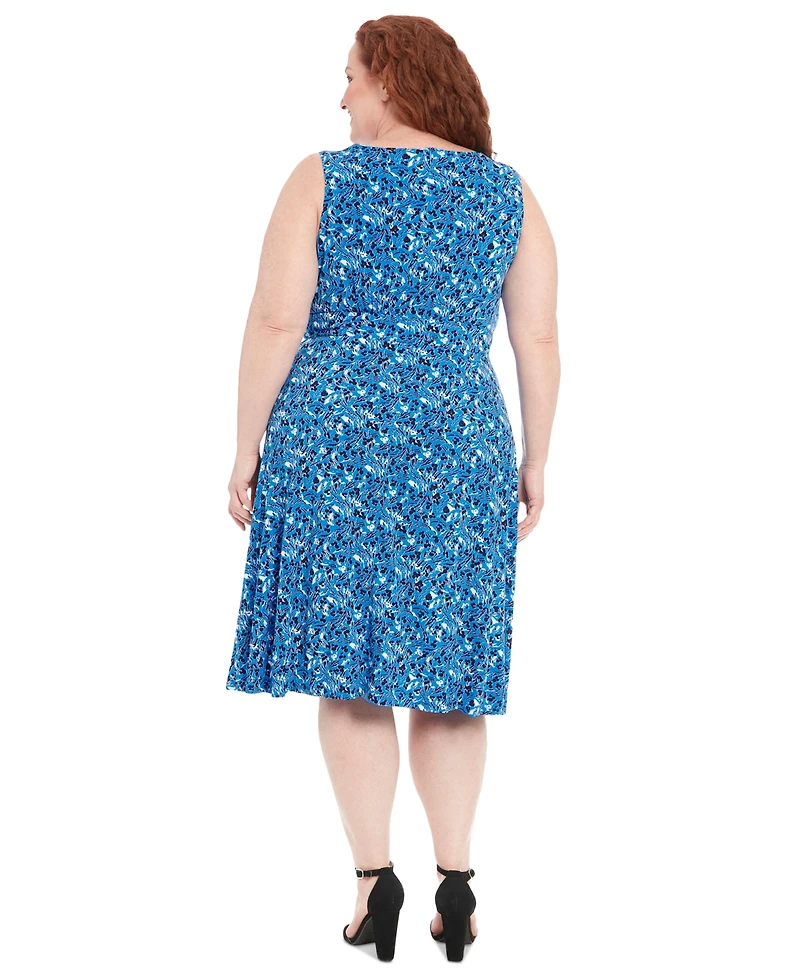 London Times Plus Sleeveless Fit & Flare Midi Dress