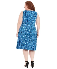 London Times Plus Sleeveless Fit & Flare Midi Dress