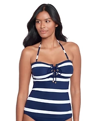 Lauren Ralph Lauren Women's Striped Halter-Neck Lace-Up Tankini