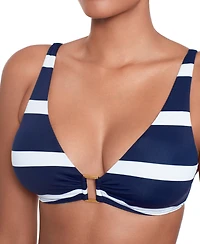 Lauren Ralph Lauren Women's Striped O-Ring Bikini Top