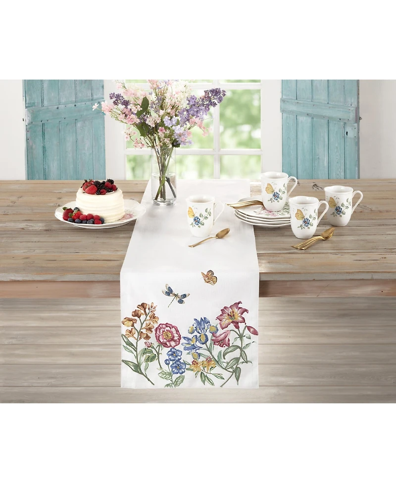 Lenox Butterfly Meadow Garden Embroidered Runner