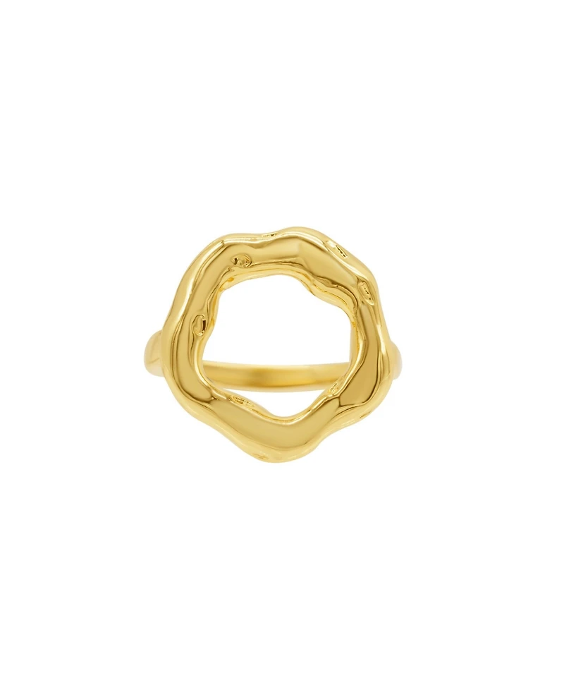 Adornia Tarnish Resistant 14K Gold-Plated Open Circle Hammered Ring