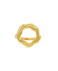 Adornia Tarnish Resistant 14K Gold-Plated Open Circle Hammered Ring