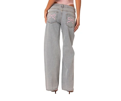 Women's Bow pocket relaxed jeans