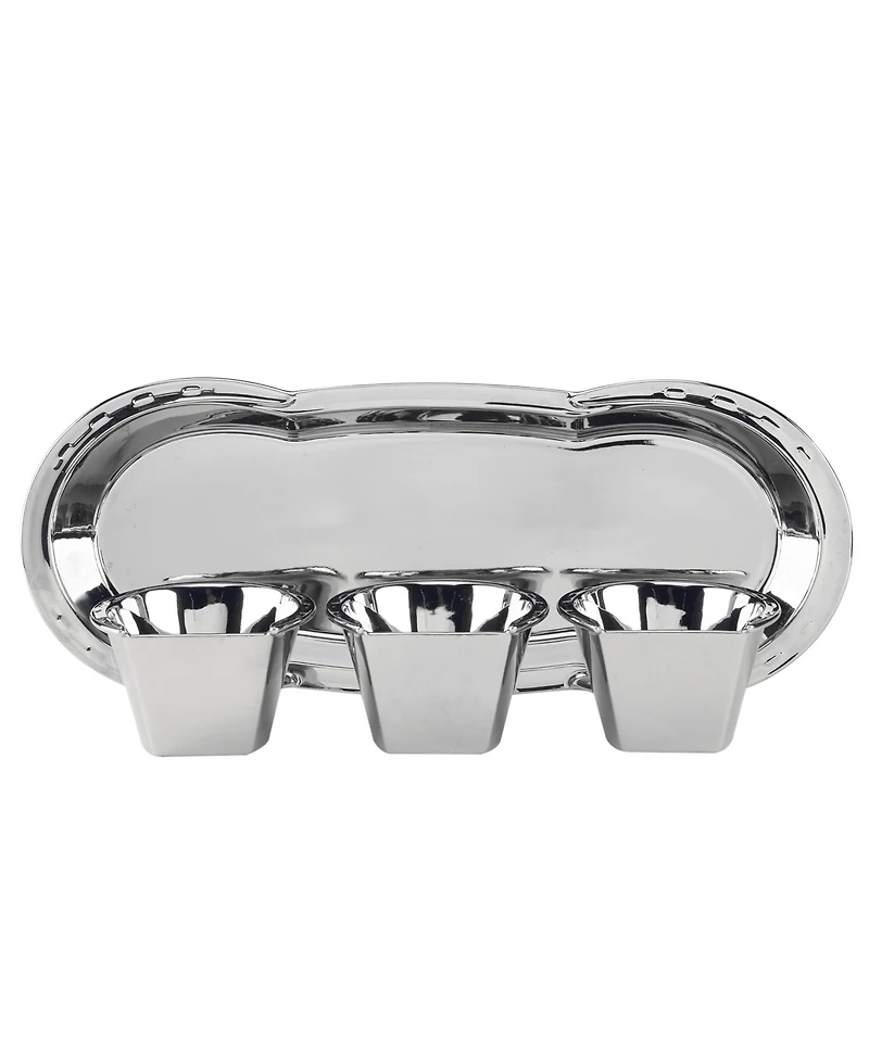 Certified International Derby Day at the Races Silver Plated 3-d Horseshoe 4 Pc Tray Set