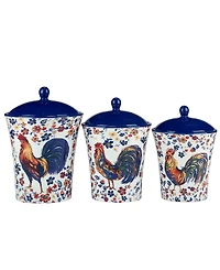 Certified International Morning Rooster Set of 3 Canisters