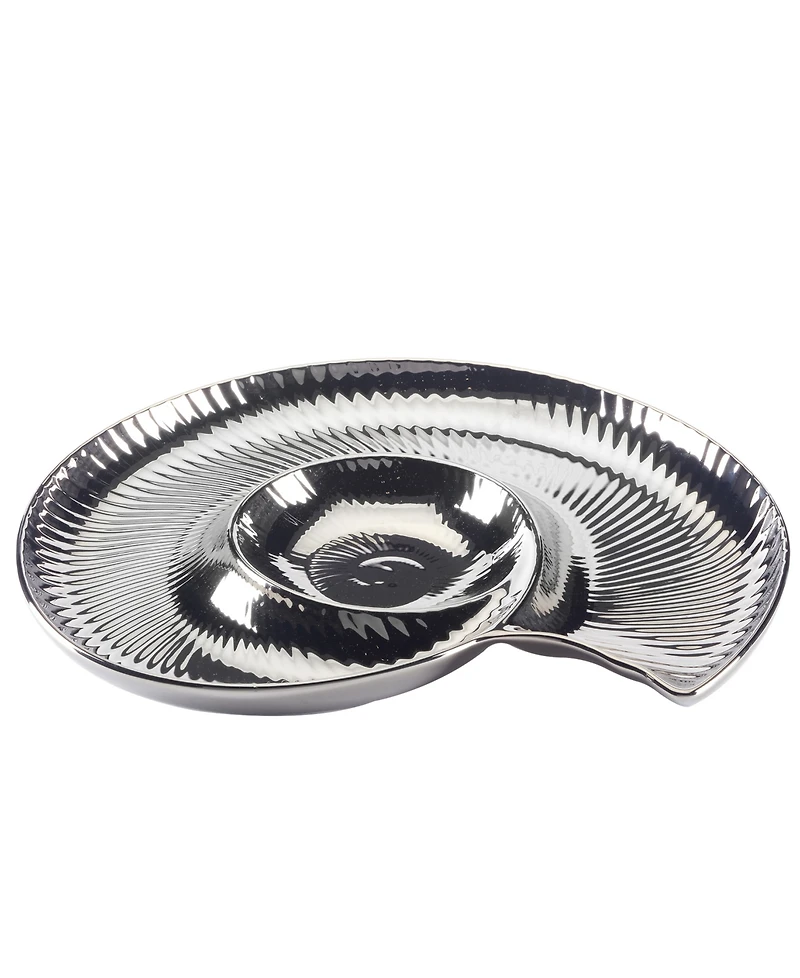 Certified International Silver Coast 3-d Nautilus Chip Dip