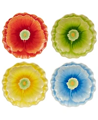 Certified International Blossom Set of 4 3-d Floral Dessert Plates