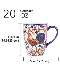 Certified International Morning Rooster Set of 4 Mugs