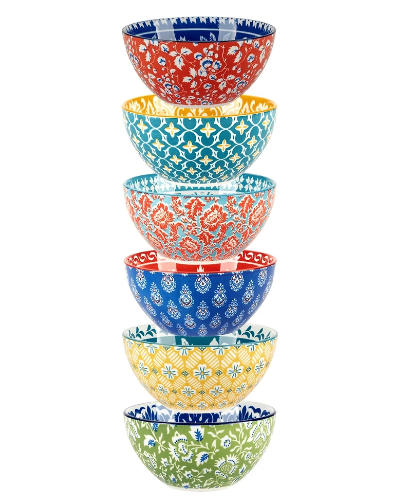 Certified International Panache Set of 6 All Purpose Bowls, 6.25" 6 Asst