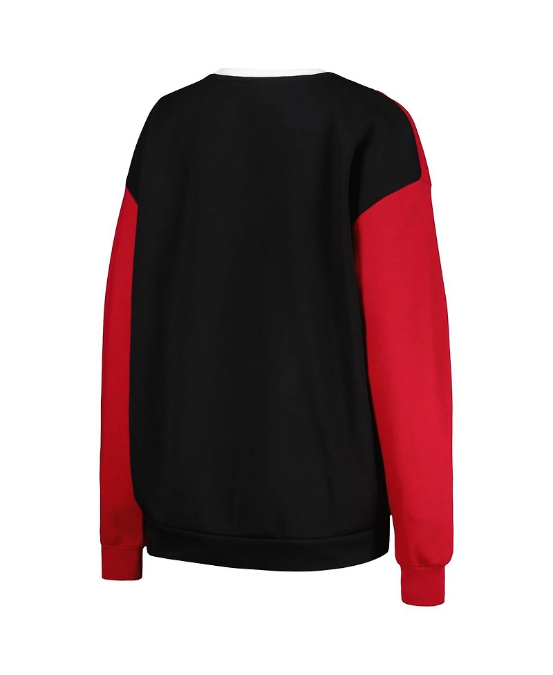 Women's Gameday Couture White, Black Usc Trojans Vertical Color-Block Pullover Sweatshirt