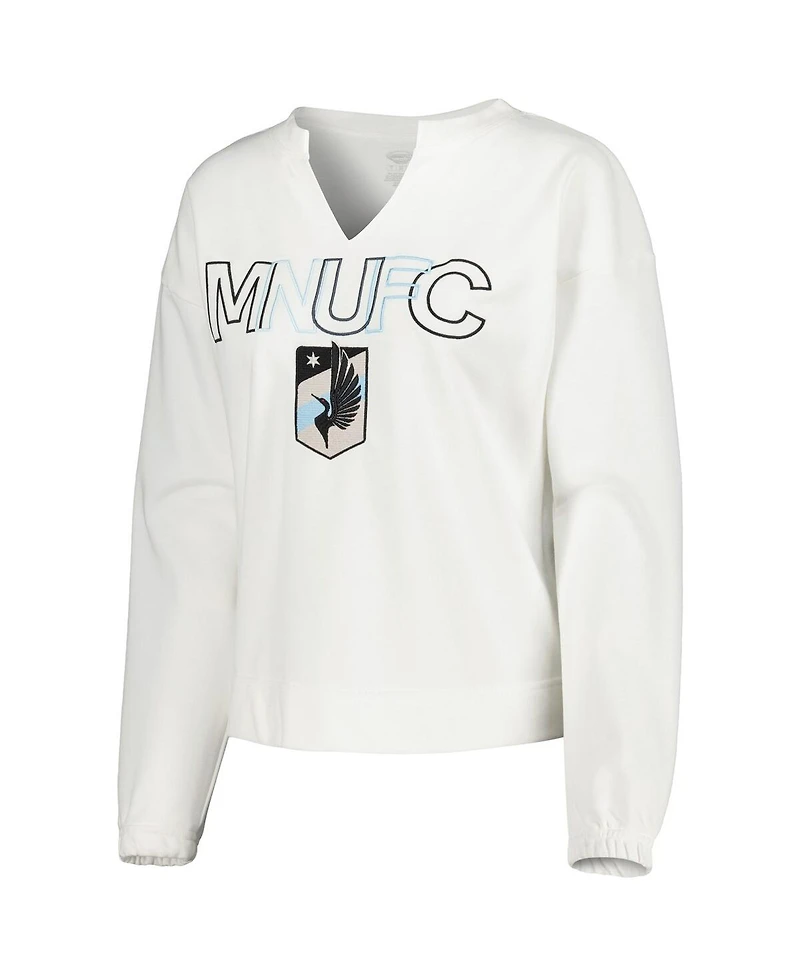 Women's Concepts Sport White Minnesota United Fc Sunray Notch Neck Long Sleeve T-shirt