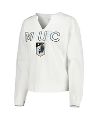 Women's Concepts Sport White Minnesota United Fc Sunray Notch Neck Long Sleeve T-shirt