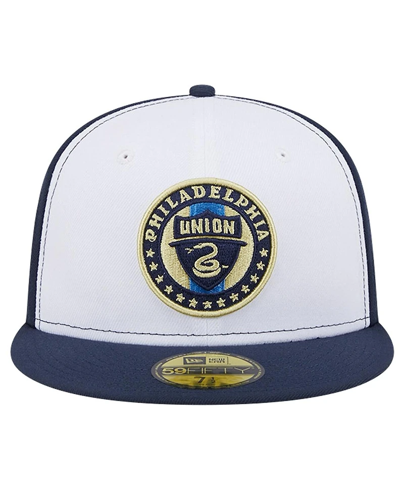 Men's New Era White, Navy Philadelphia Union 2024 Kick Off Collection 59FIFTY Fitted Hat