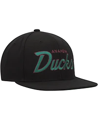 Men's Mitchell & Ness Black Anaheim Ducks Core Team Script 2.0 Snapback Hat